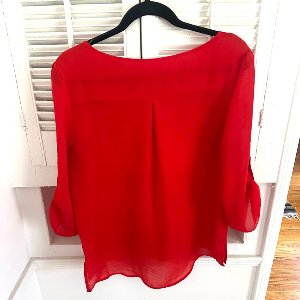 Red Sheer High/Low Blouse - Picture 2 of 4